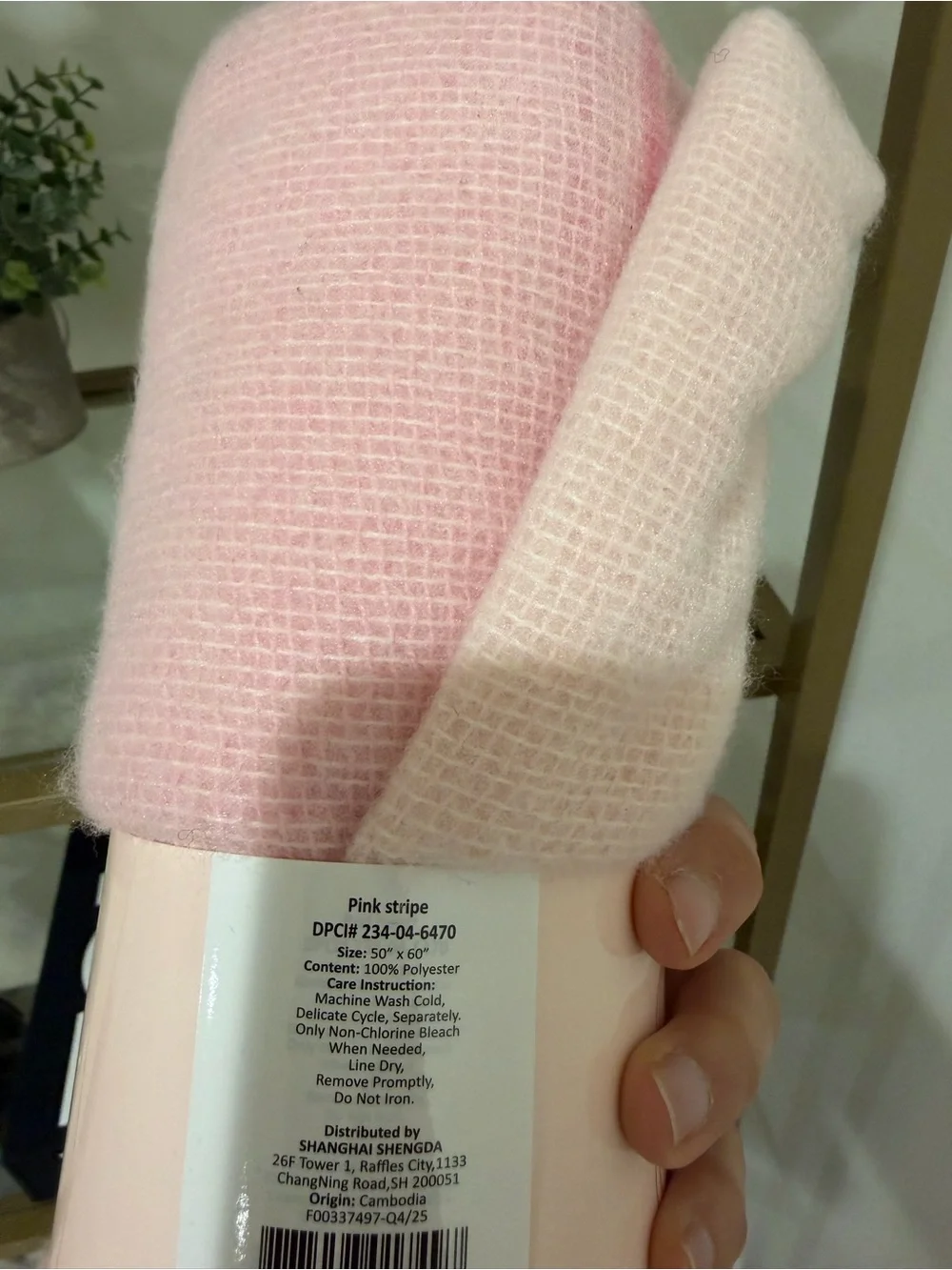 Woven Blanket Throw - Soft Pale Pink
